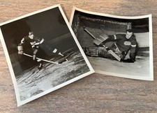 Vintage 1940s NHL Detroit Red Wings B&W 8x10 Photos (2) - Mowers & Quackenbush
