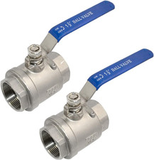 2Pcs 316 Stainless Steel 1.5" Full Port Ball Valve with Heavy Duty Blue Vinyl In
