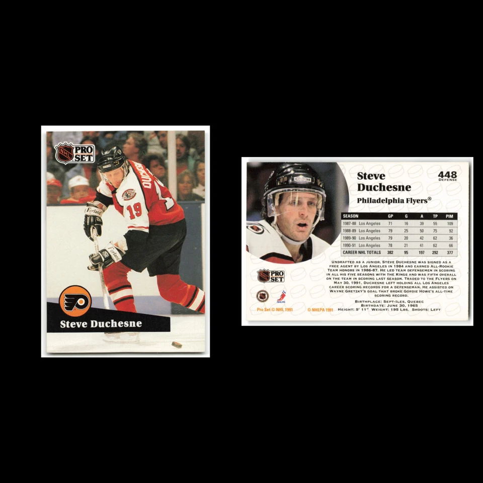 Steve Duchesne #448 1991 Pro Set Philadelphia Flyers Hockey Card NHL NM - Image 3 of 3