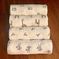 4 Large Aden  Anais Swaddle Blanket Muslin Jungle Monkey Giraffe Elephant Bird
