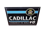 VINTAGE NOS CADILLAC V8 CARS TRUCKS DEALER 12" PORCELAIN METAL GASOLINE OIL SIGN