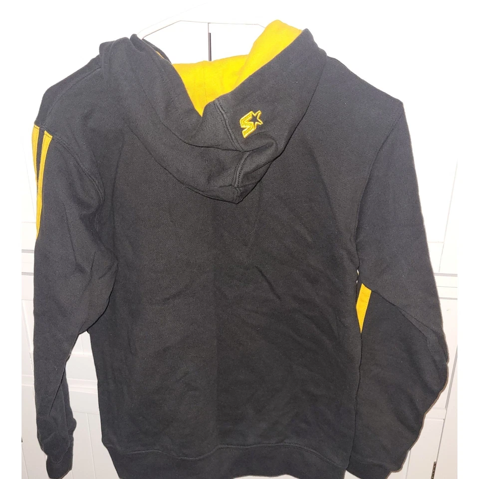 Sudadera con Capucha Starter Negra Amarilla Rayas Talla L 12 14 Juvenil Atlética Y2K Foto 4 de 4