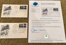 Neil Armstrong and Paul Calle Signed FDC Envelope Apollo 11 Moon Landing COA
