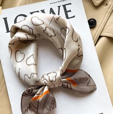 100% Mulberry Silk Scarf Women Flower Neckerchief  20'' Square Small Bandana C82