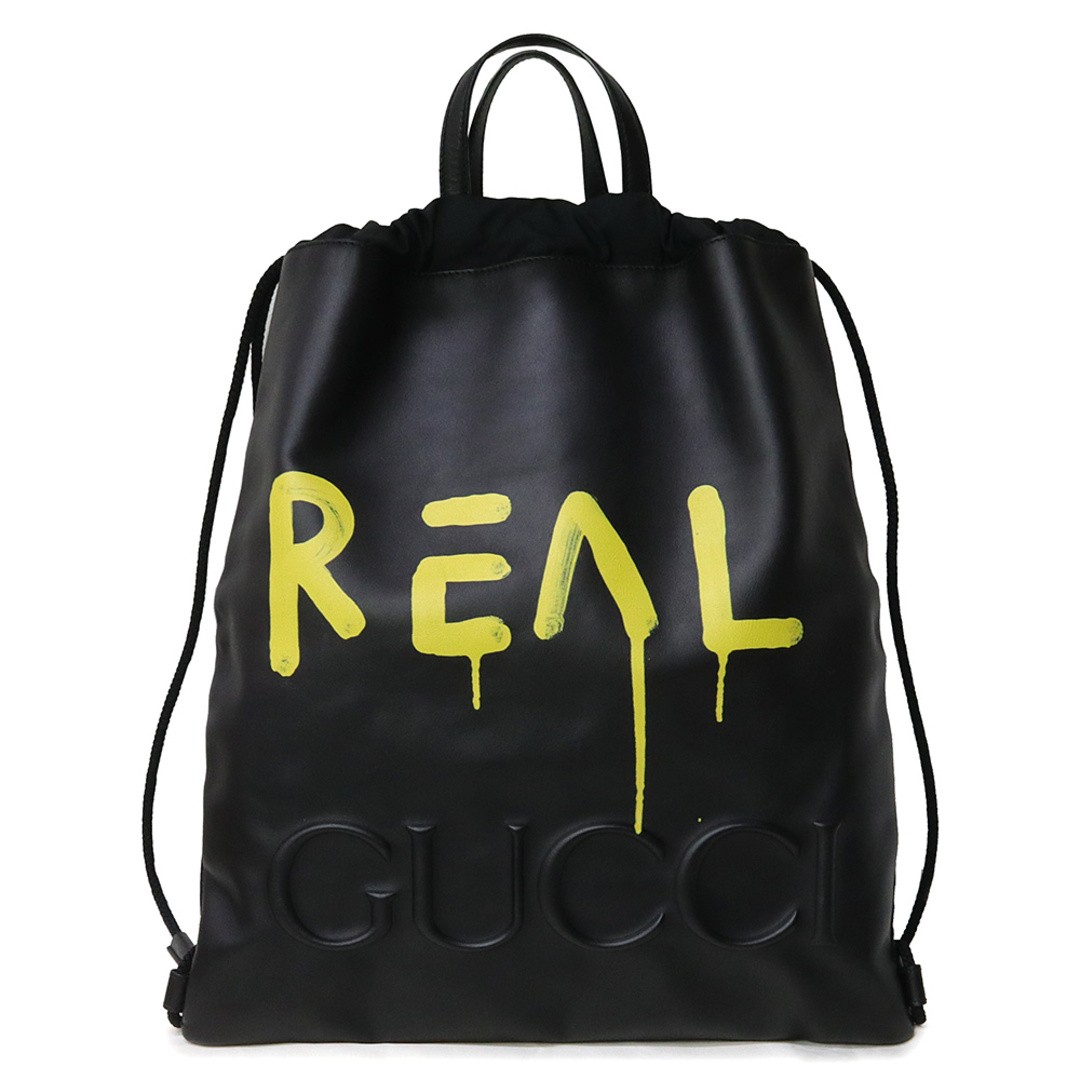Gucci Ghost Logo Drawstring Backpack Calfskin Bla… - image 1