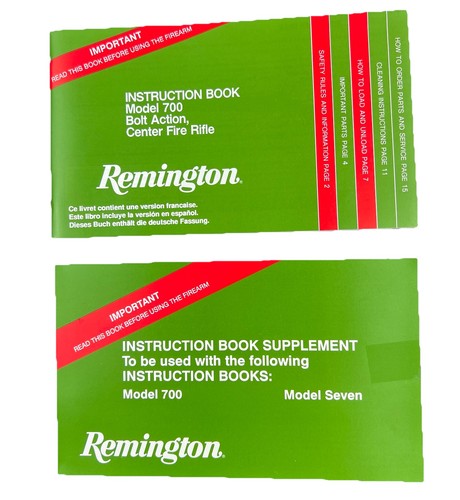 Remington 700 Owners  Manual Instructions Plus Extras Maybe 1998 Print Date