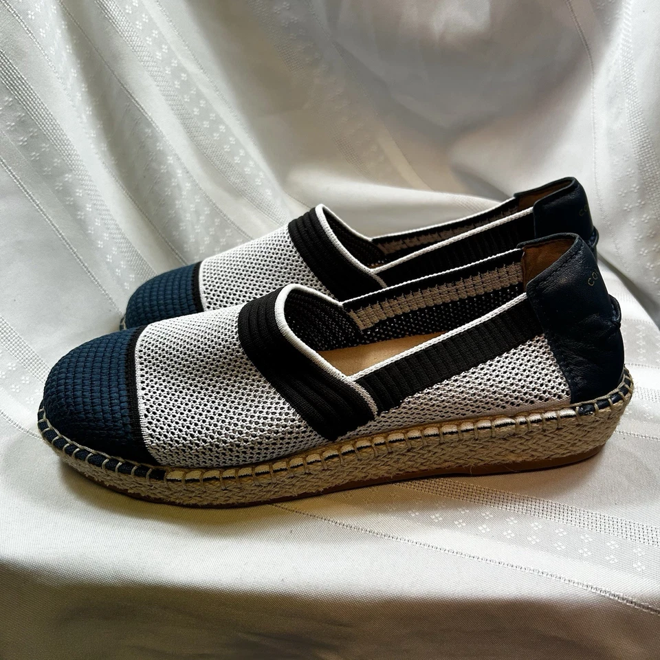 Cole Haan Womens Cloudfeel Espadrille 9B Slip-On Navy White Preppy Nautical - Image 4 of 4