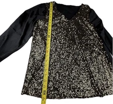 NWT Womens Sequined Silky Holiday Whimigoth Grunge Party L by Naif Baloon Sleeve