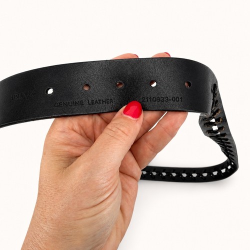 Polo Ralph Lauren 38 cintura nera pelle intrecciata fibbia quadrata abbigliamento da lavoro preppy - Foto 3 di 6