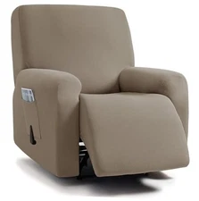 ULTICOR Jacquard Design, 4-Piece, 1 Seat Reclining Chair Recliner Cover Taupe