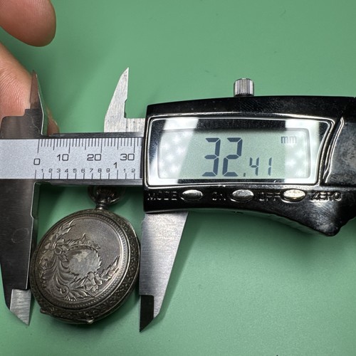 Reloj Bolsillo Mignon Damas Vintage Con Estuche Plateado 800 33mm PIEZAS COMO - Imagen 8 de 8