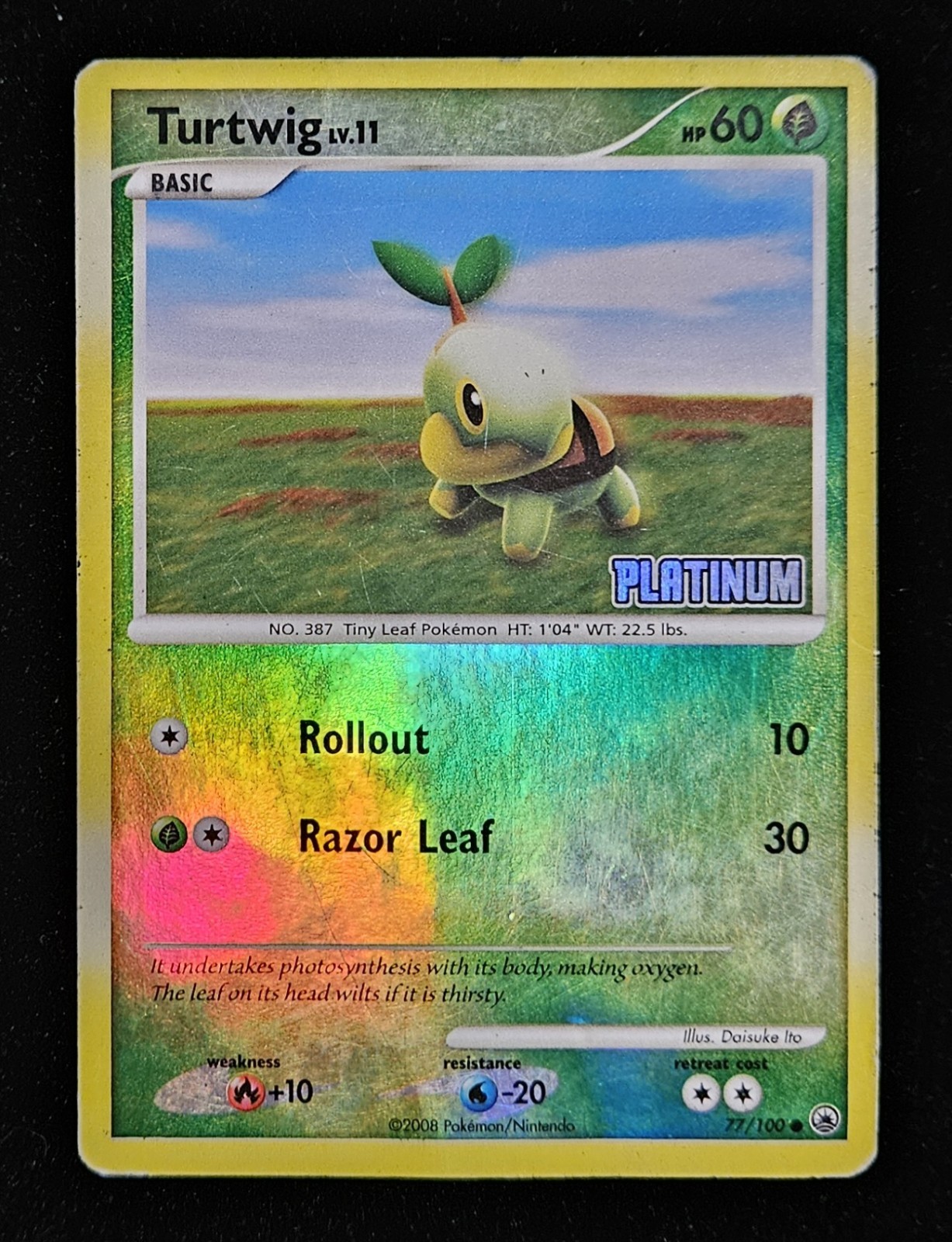 Turtwig 2008 Reverse Holo Pokemon Card 77/100