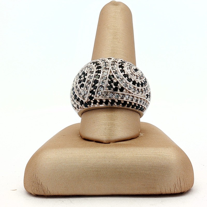 Black and White CZ Ring 925 Size 9 13.2 grams