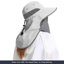 Outdoor Sun Hat Detachable Neck Face Flap UPF 50 UV Protection Visor Fishing Hat
