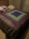 Granny Square Crocheted Multicolor Afghan Throw Blanket, Square Geometric — photo 3