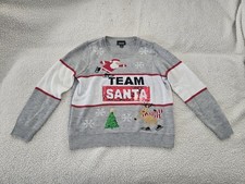 Ugly Christmas Sweater Changing Sequin Logo Team Santa Rudolph Kids XL