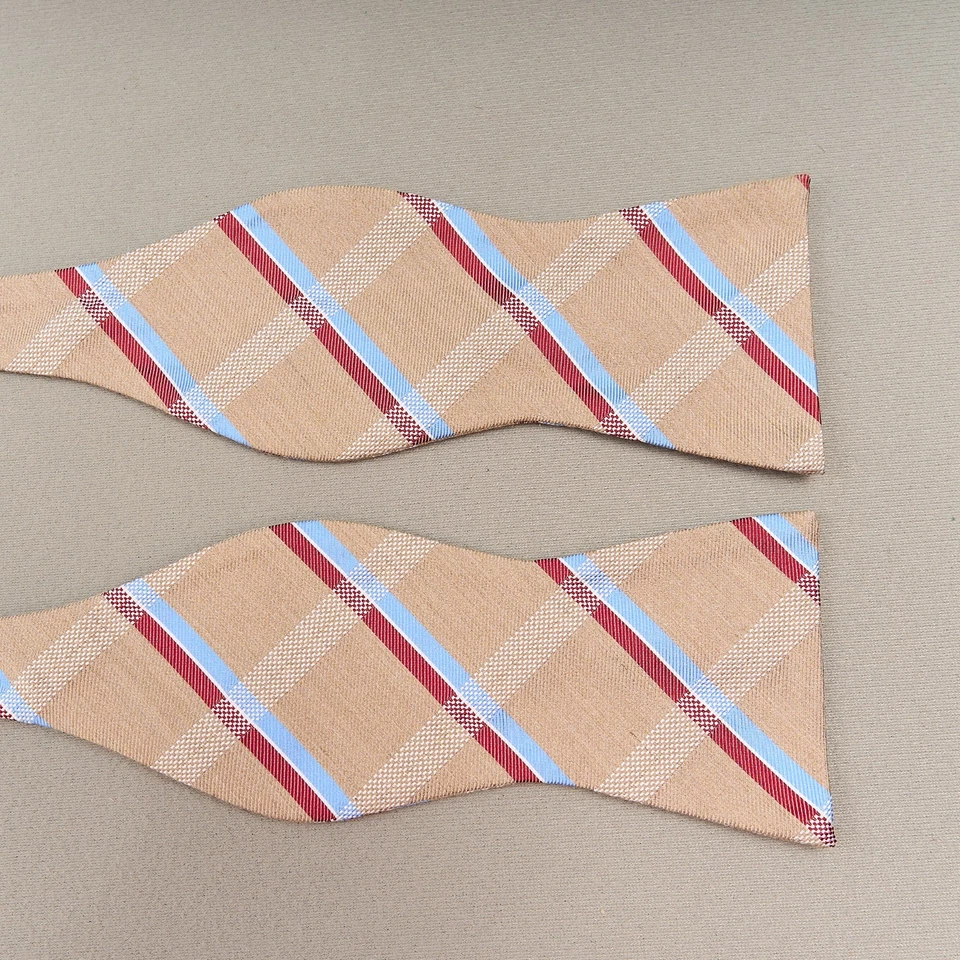 Tommy Hilfiger Pajarita Mezcla Seda Auto-Corbata Tostado Rojo Azul Ajustable Foto 2 de 4