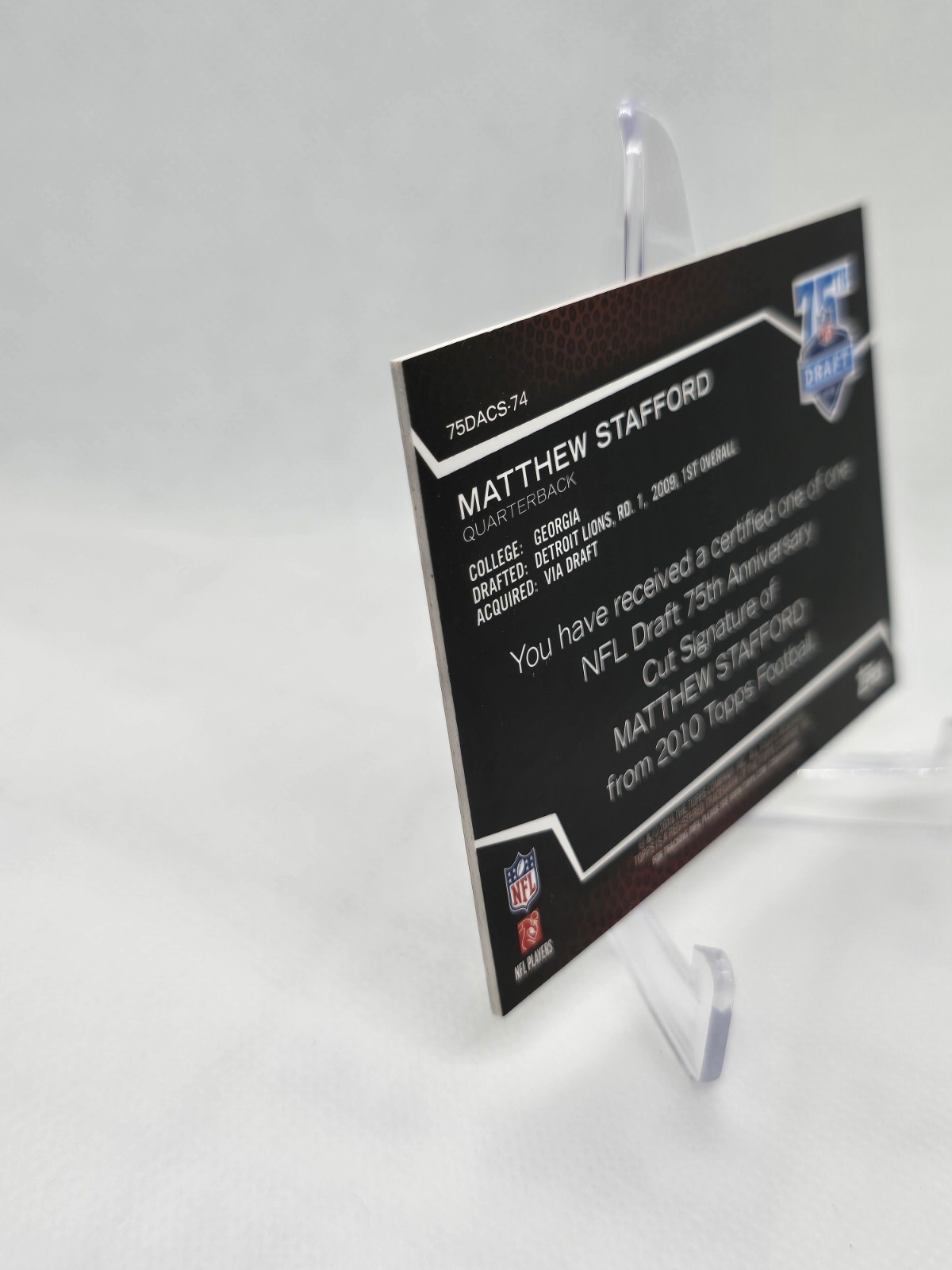 2010 Topps Football NFL Draft Contract Double AUTO 1/1 Matt Stafford  HOF view 3
