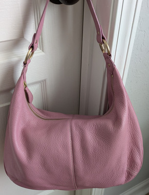 Jones New York Pink Pebbled Leather Hobo Handbag Purse