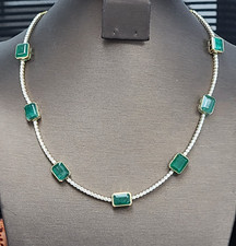 DEAL 25.75TCW 100 GENUINE EMERALD  DIAMOND LADIES NECKLACE IN 14K YELLOW GOLD