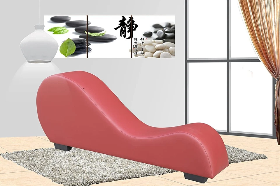 Chaise Lounge Collection for Stretching & Relaxation Modern Faux Leather Curv... - Image 2 of 3