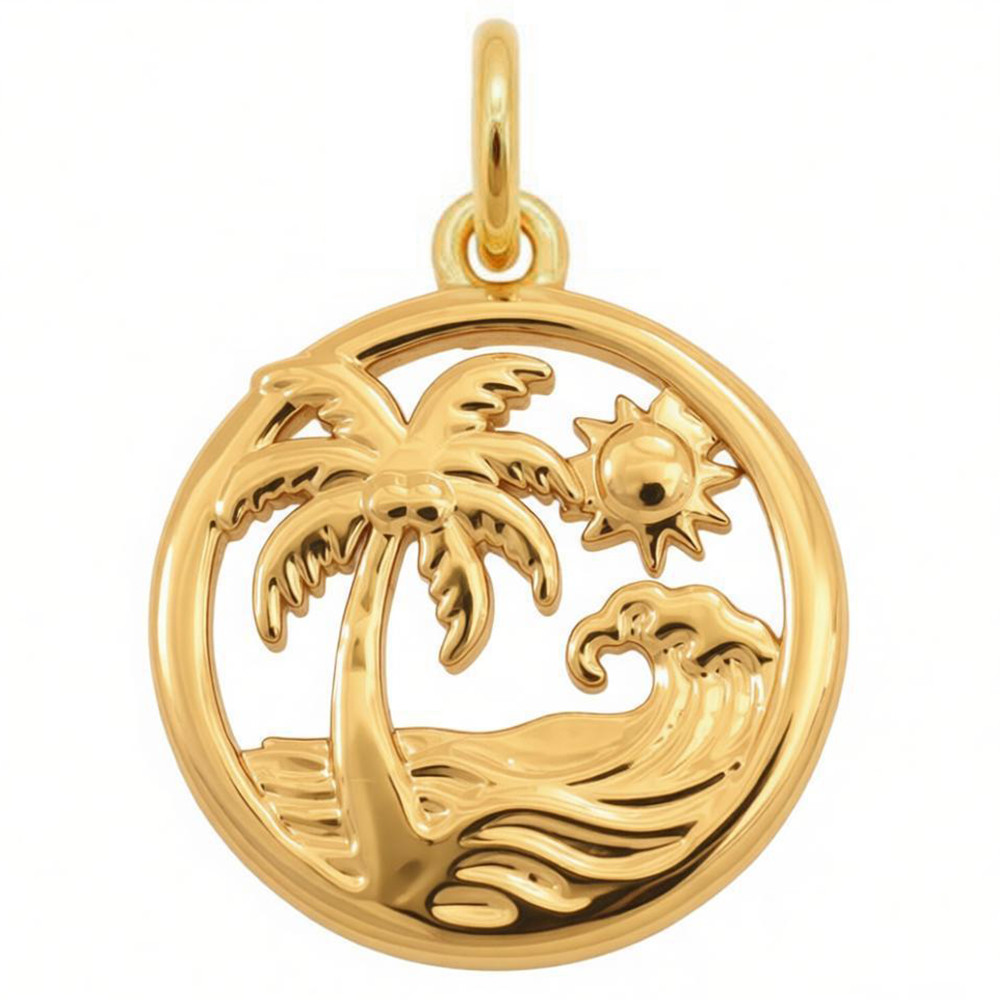 Ciondolo Palma Cocco Hawaii Placcato Oro 18 Carati