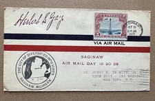1929 Saginaw Michigan Postal Cover with Postmaster Mark