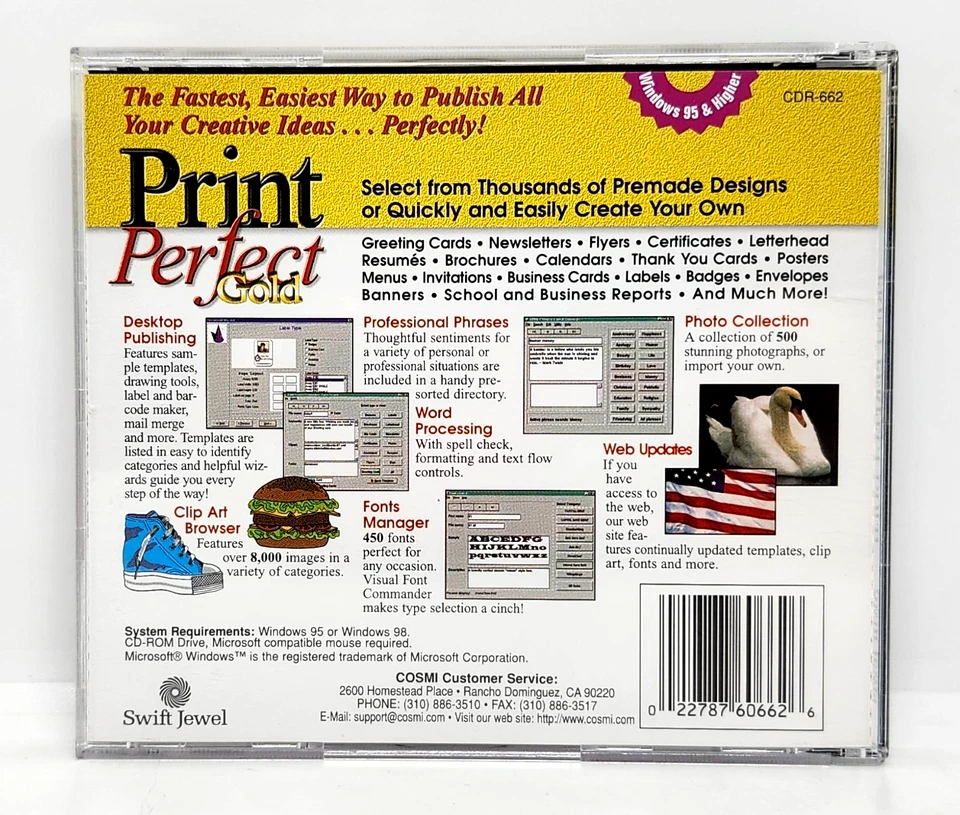 PRINT PERFECT GOLD DESKTOP PUBLISHER with WIZARDS CD-ROM (1999) SWIFT JEWEL - Image 2 of 3