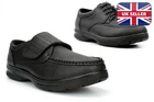 De Keller Mens Wide Fit Shoes Touch Fasten Shoes Lightweight Shoes Lace Up Black