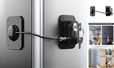 Refrigerator Lock 2 Packs, Fridge Lock with Silicone Wire Protection Black