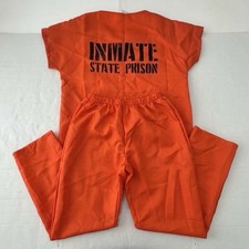 PreOwned Good Last 3 Photos Inmate Prisoner Spirit Halloween Costume Orange Sz S