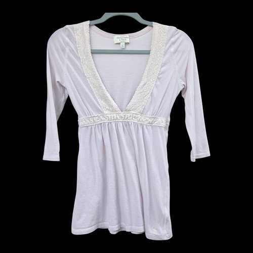 Abercrombie Pink Purple Striped Layering V-neck Flowy Babydoll Woman T-shirt L