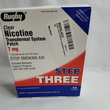 Rugby Clear Nicotine Transdermal System Patch Step 3 7mg Exp: 05/2027