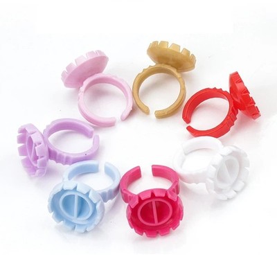 100pcs Disposable Eyelash Glue Cup Rings Holder for Lash Extension Tattoo Tools