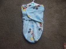 DISNEY BABY SWADDLE SACK MICKEY MOUSE BLUE CLOSES SNUGLY