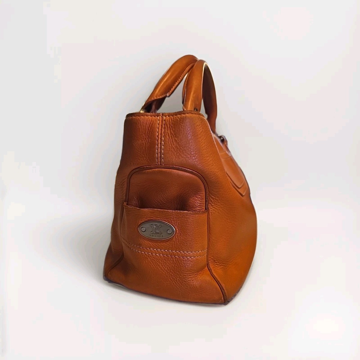 バッグ CELINE TRIOMPHE LEATHER BOOGIE HAND BAG CELINE's Boogie Bag Handbag Triomphe Leather orange Two