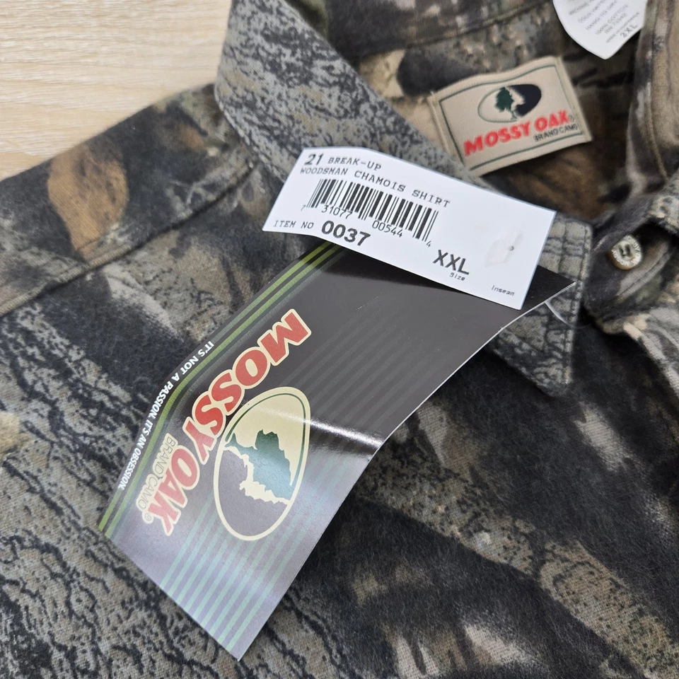 NEW Men's 2XL Mossy Oak Camo Pattern Long Sleeve Break Up Woodsman Chamois Shirt - Image 4 of 4