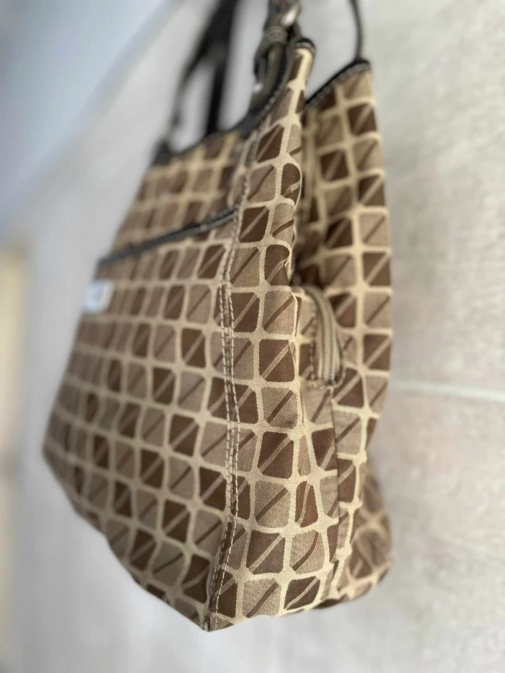 Винтажная коричневая клетчатая мини-сумочка 90-х Nine & Co. - Изображение 3 из 4