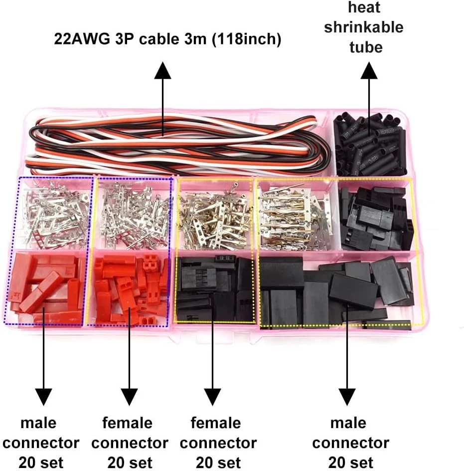 40teiliger Servo Stecker Satz mit 3m 22AWG - Futaba & JST SYP Kompatibel - Bild 4 von 4