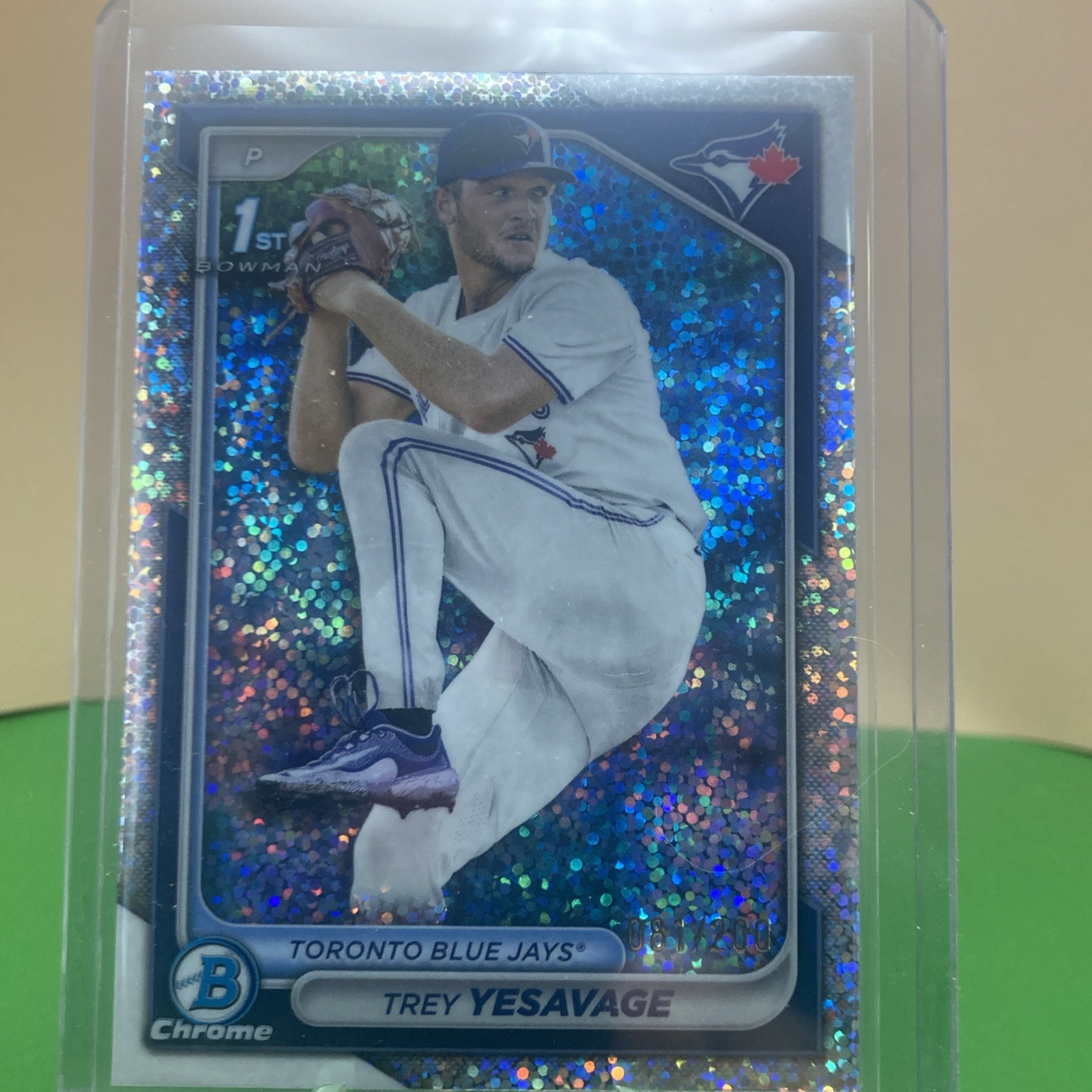 TREY YESAVAGE 2024 BOWMAN DRAFT #BDC-92 CHROME SPARKLE REFRACTOR PROSPECT 81/200