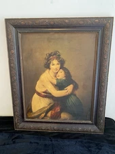 Vintage Mother & Child Print Ornate Wood Frame Victorian Style Art