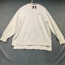Adidas Women's Sweatshirt Size M White Side Slit 3-Stripes Long Sleeve Pullover