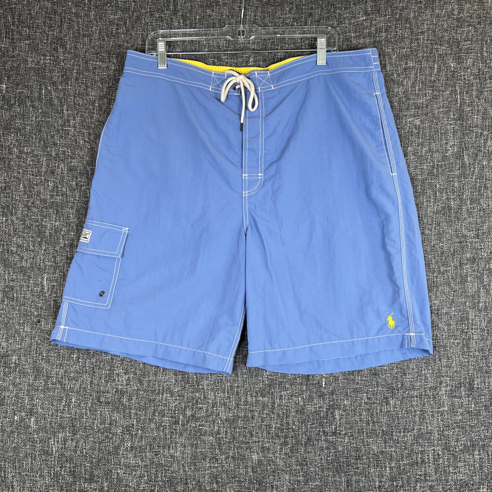 Polo Ralph Lauren vintage pantaloncino uomo XL blu tasche fodera pony ricamato anni 90