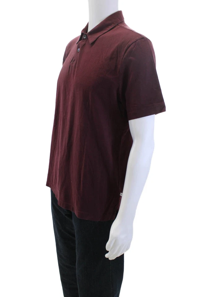 Standard James Perse Men Polo Brown Point Short Sleeve Supima Cotton Size 2 - Image 2 of 4