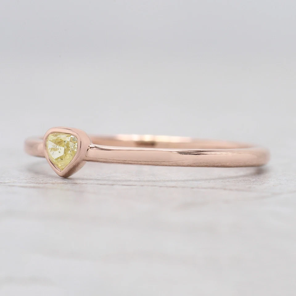 Anel de noivado de ouro rosa 0,14 quilates coração diamante sal e pimenta KDN2386 - Imagem 2 de 4