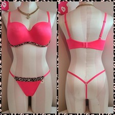 VTG Victoria's Secret Silky Satin Bombshell Push-up Bra/ Panty Set Size 34E/os