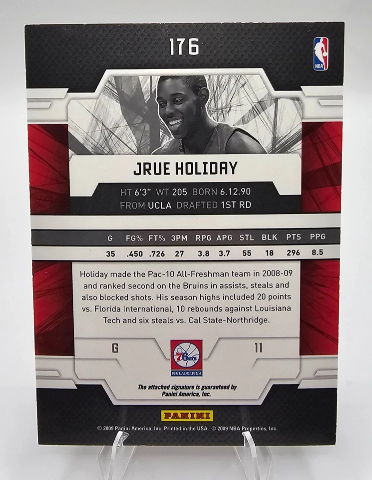 Donruss Elite Jrue Holiday Rookie Auto 2009/499 Philadelphia 76ers #176 Foto 2 de 2