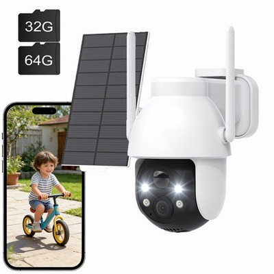 360° PTZ Überwachungskamera Aussen Akku & Solar 2K WLAN Kamera Outdoor Kabellos