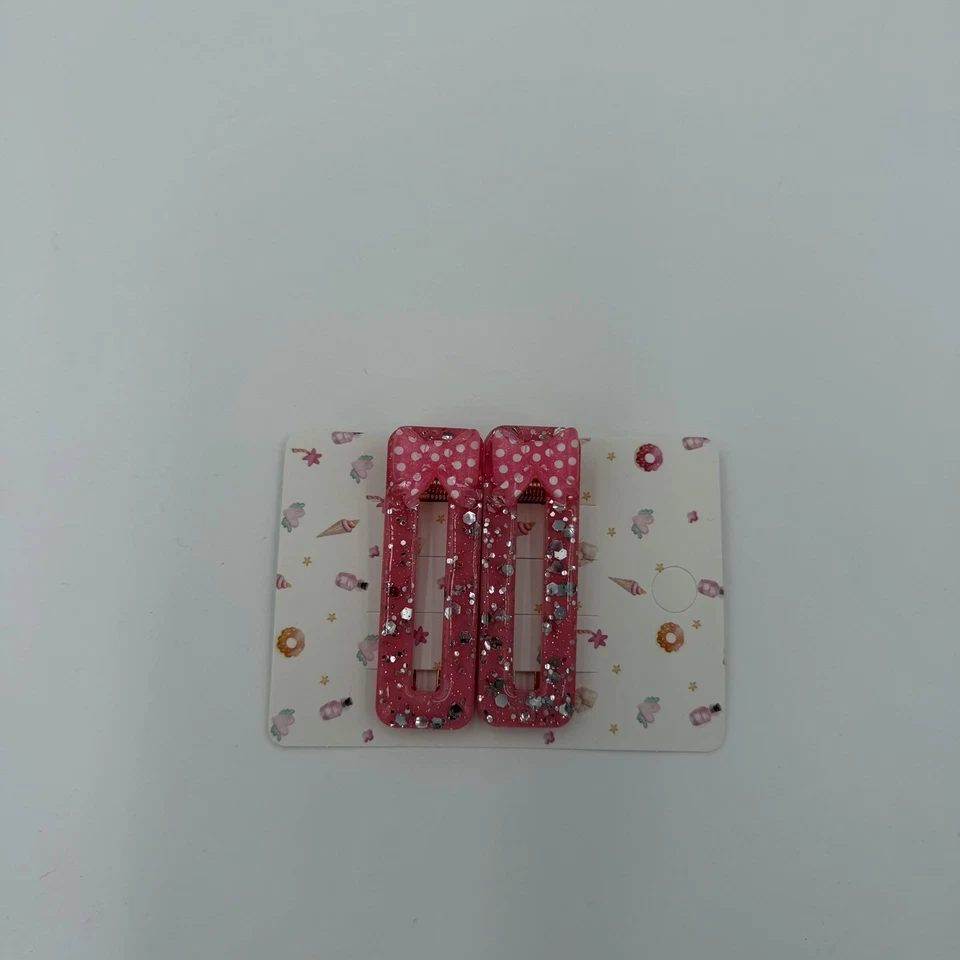 3 conjuntos de dois pares de clipes de barrettes de cabelo de resina para mulheres azul, rosa e amarelo - Imagem 3 de 4