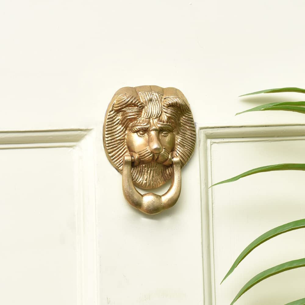 Lion Head Brass Door Knockers Gold Door Decoration Georgion Accessoriess 8.89 Cm